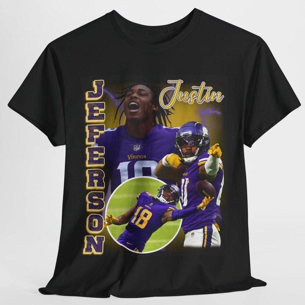 Justin Jefferson Fan Tee Unisex Heavy Cotton Shirt - Picture 1 of 4